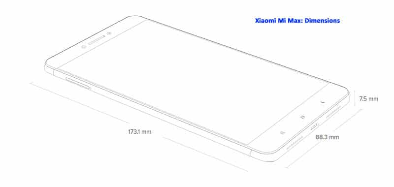 Mi Max Dimensions of Smartphone