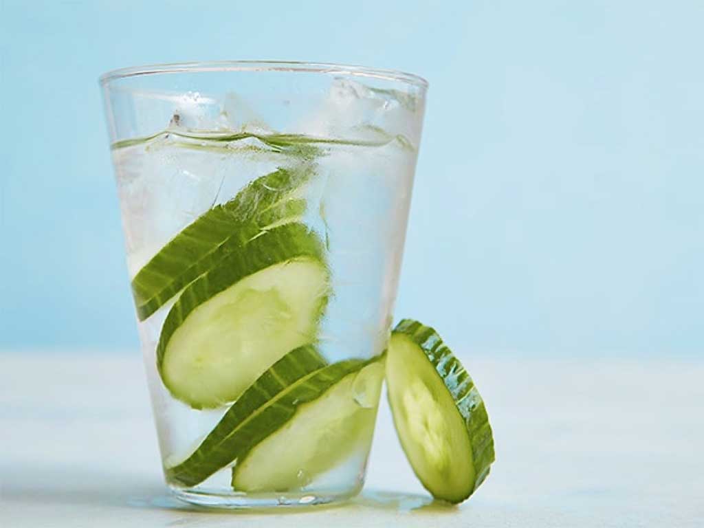 Water with cucumbers inside