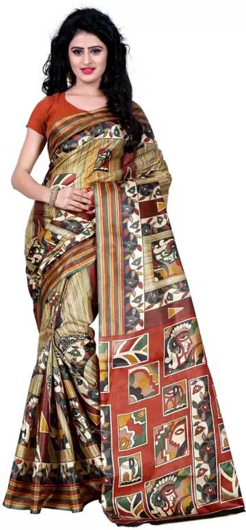 Trendz Style Printed Fashion Raw Silk, Silk Cotton Blend, Cotton Silk Saree