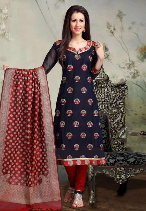 Deep Blue Churidar Salwar Suit