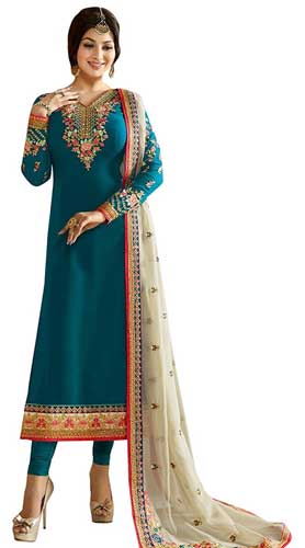 Embroidered Semi-Stitched Salwar Suit