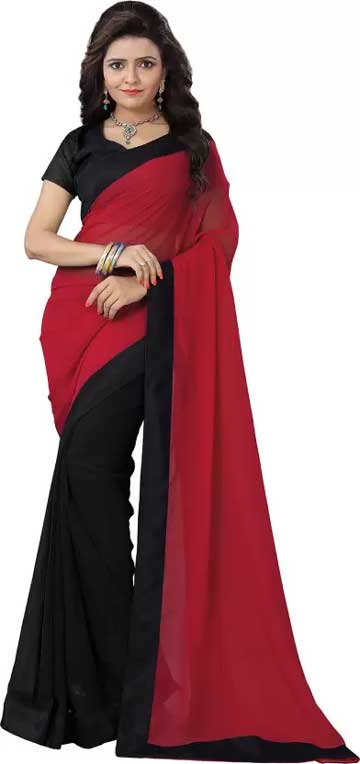 Mirchi Fashion Solid Fashion Synthetic Georgette, Velvet, Net Saree