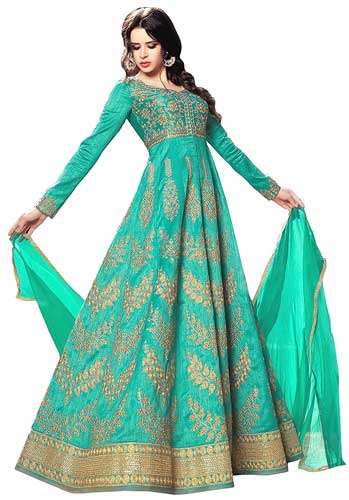 Green-Banglori-Silk-Dress