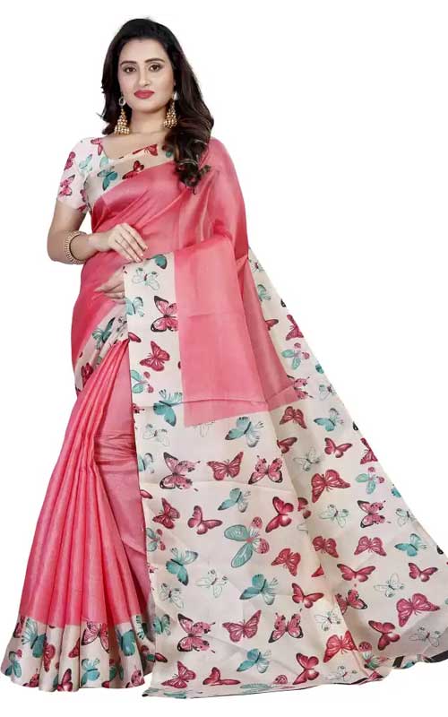  Printed Kalamkari Cotton Blend Saree