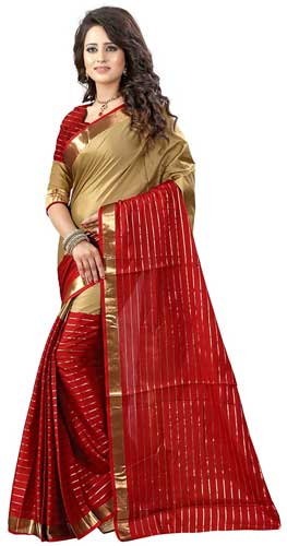 Shree Sanskruti Women's Poly Cotton Saree With Blouse Piece 