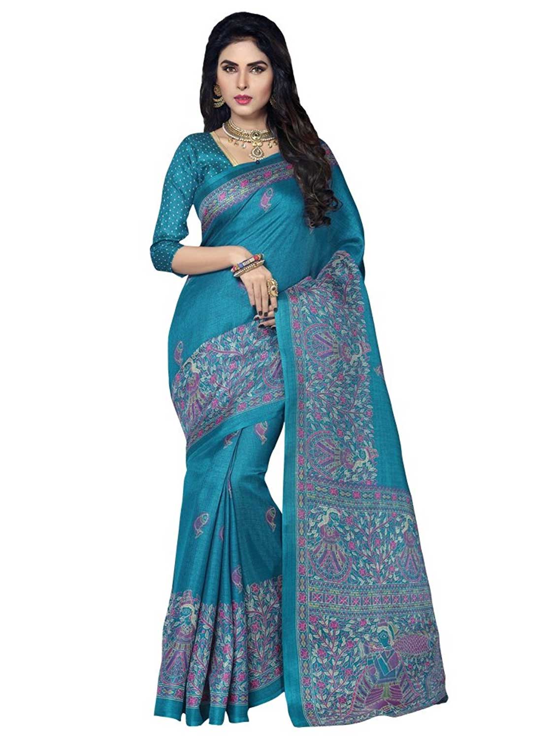 blue silk saree