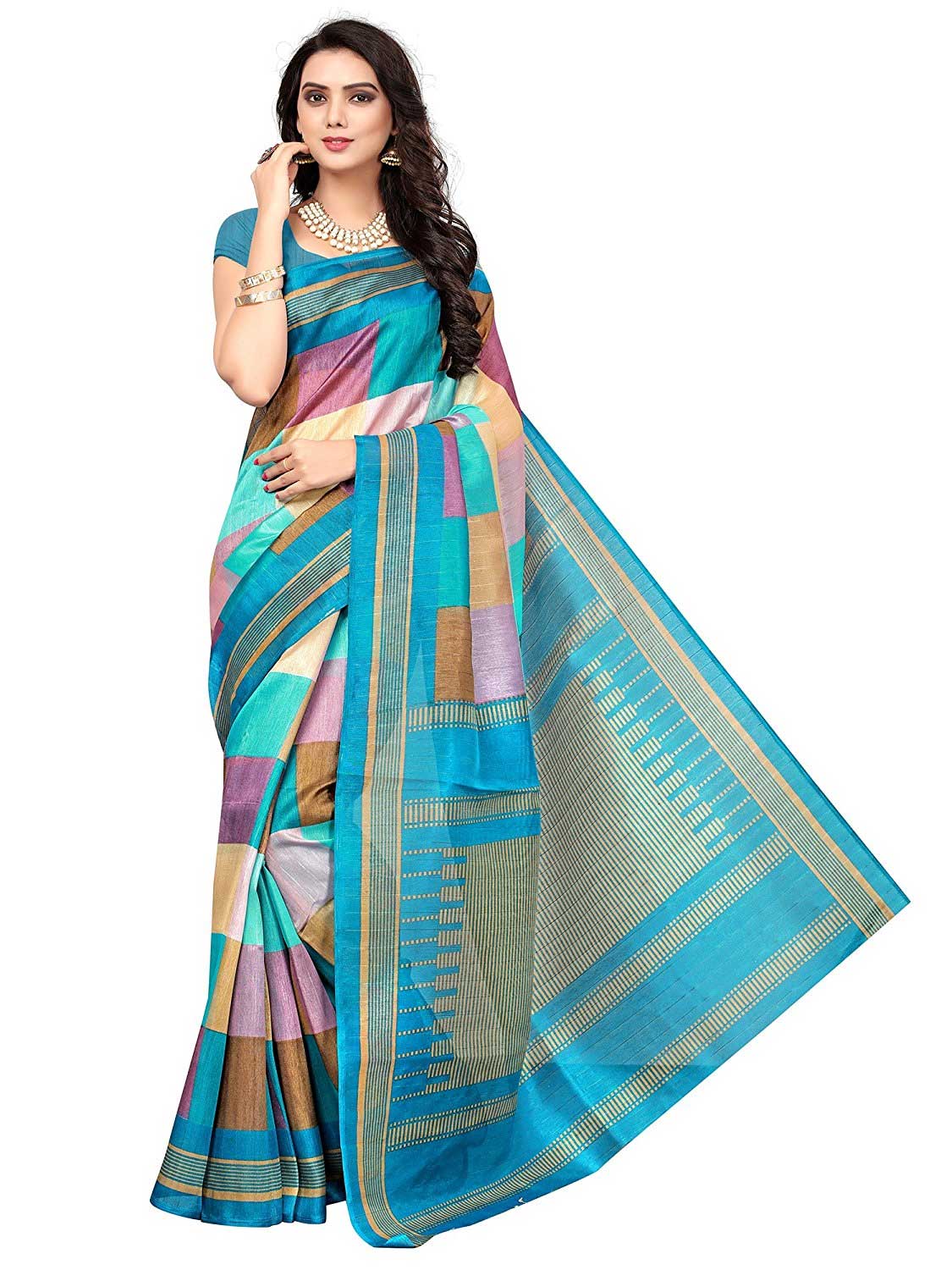 multicolored art silk saree