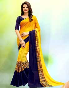 Yellow & Blue Saree