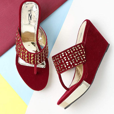 Beautiful Cherry Color Synthetic Material Wedges