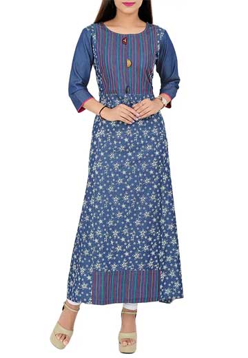 Blue Denim Aline Kurta