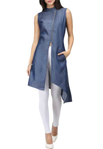 Blue Denim Asymmetric Kurta