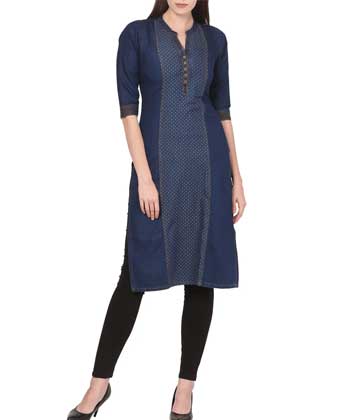 Blue Denim Straight Kurta