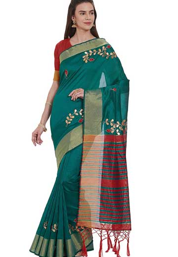 Cotton Silk Gotta Patti Work Saree