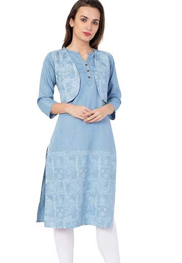 Denim Kurti With Jacket