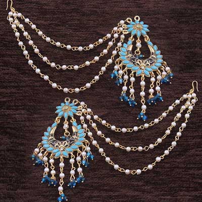 Earrings with Hair Chain for Women