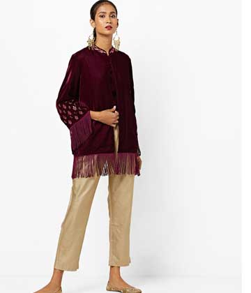 Embroidered Jacket with Fringes