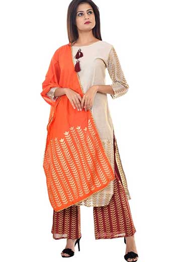 Embroidered Kurti Palazzo or Sharara with Dupatta
