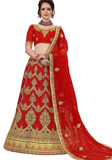 Embroidered Net Lehenga