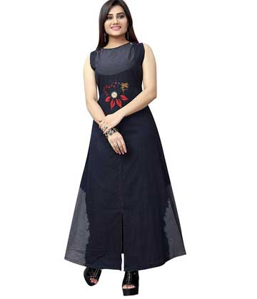 Fidubi Women's Denim Long Kurtis