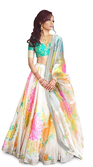 Floral Print Embroidered Lehenga Choli 