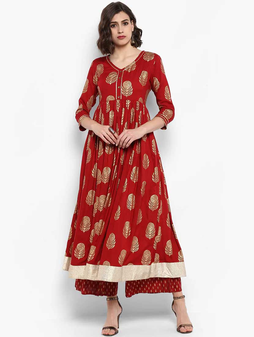 Foil Printed Kurta With Palazzo Set