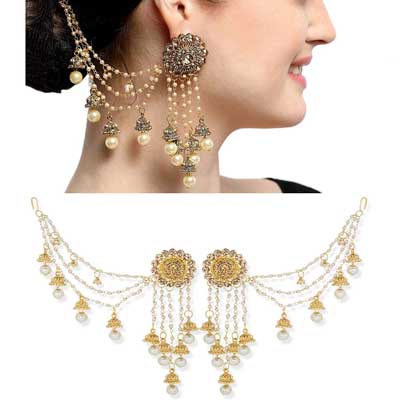 Gold Plated American Diamond Long Chain Jhumki 