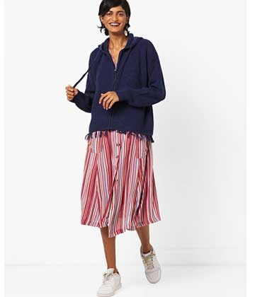 Hooded Cardigan with Tasselled Hemline