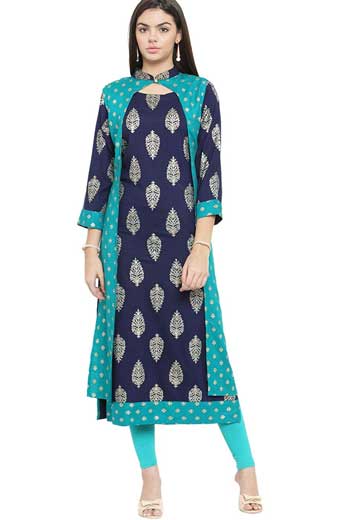 Jacket with Kurti Block Print