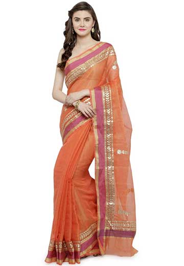 Jaipur Women Kota tissue Art saree with gotta patti work