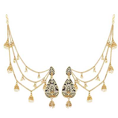 Jhumki Earrings Hair Chain 