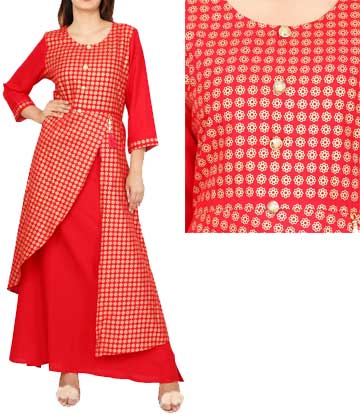 Layered Foil Print Kurta