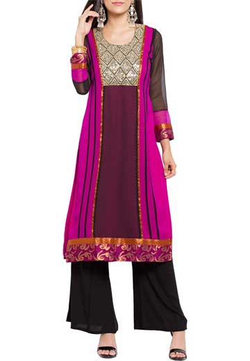 Magenta Georgette Straight Kurta