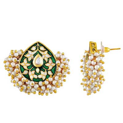 Meenakari Work Gold Plated Dangle Earring