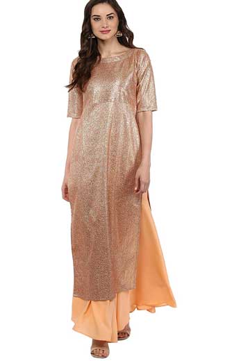 Metallic Women's Kurta Skirt Combo Set