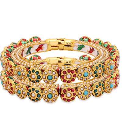 Mult-colour Gold Plated Bangle