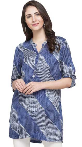 Mandarin Neck Printed Kurta