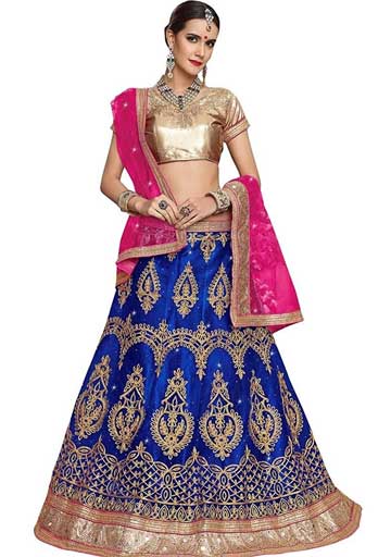 Net Anarkali Embroidery Unstitched Lehenga Choli