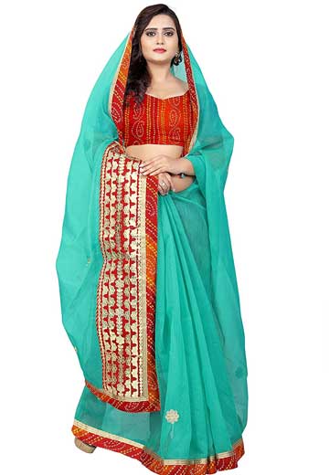 Net Bandhej Gota Work Saree 