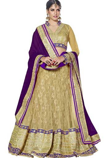 Net Jacquard Embroidery Lehenga Choli 