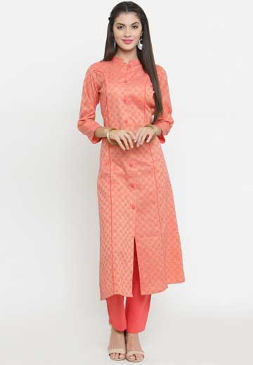 Peach Khadi Aline Kurta