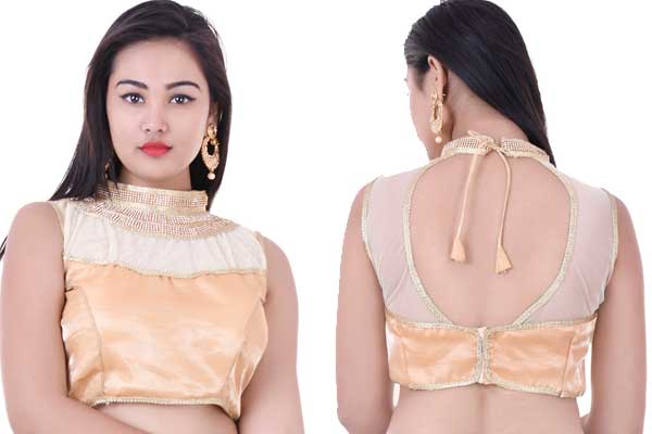 Peach Silk Embellished Blouse