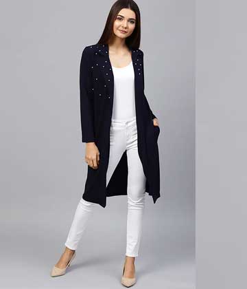 Pearl Embellished Pocket Detail Shrug