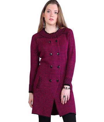 Pink Double Breasted Coat for Women