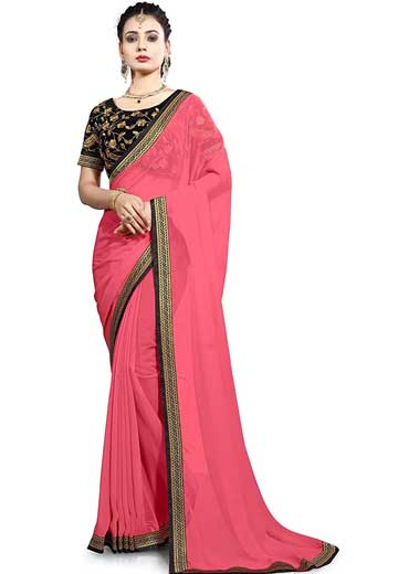 Pink Georgette Saree 