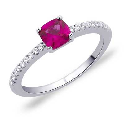 Red Cubic Engagement Ring