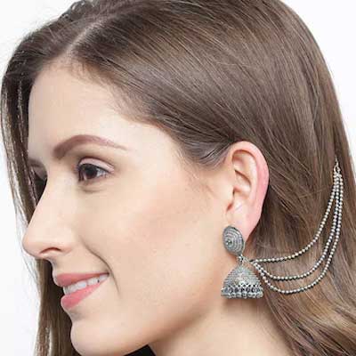 Silver Toned Jhumka Earring