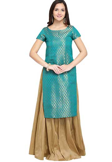 Straight Silk Kurti Skirt Set for Women