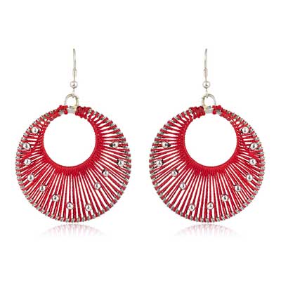 Thread Fabric Round Dangle & Drop Earrings 