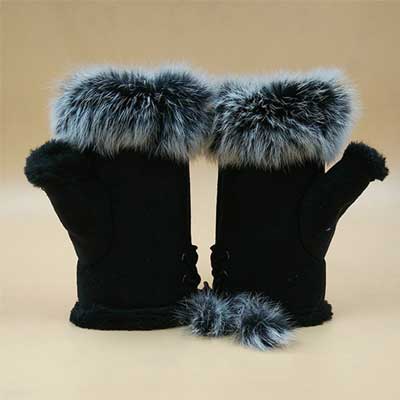 Women's Soft Wool Half Finger Winter Gloves