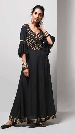 Anarkali Bell Sleeves Gotta Work Kurta